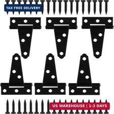 6 Pack 2 Inch T Strap Hinges Heavy Duty Black Outdoor Tee Hinge  Shed Door Gate