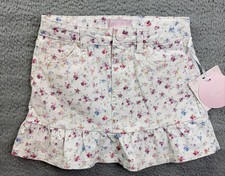Love Shack Fancy Girls Youth 9 Floral Oliva Sunrise Ruffle Hem Denim Skirt