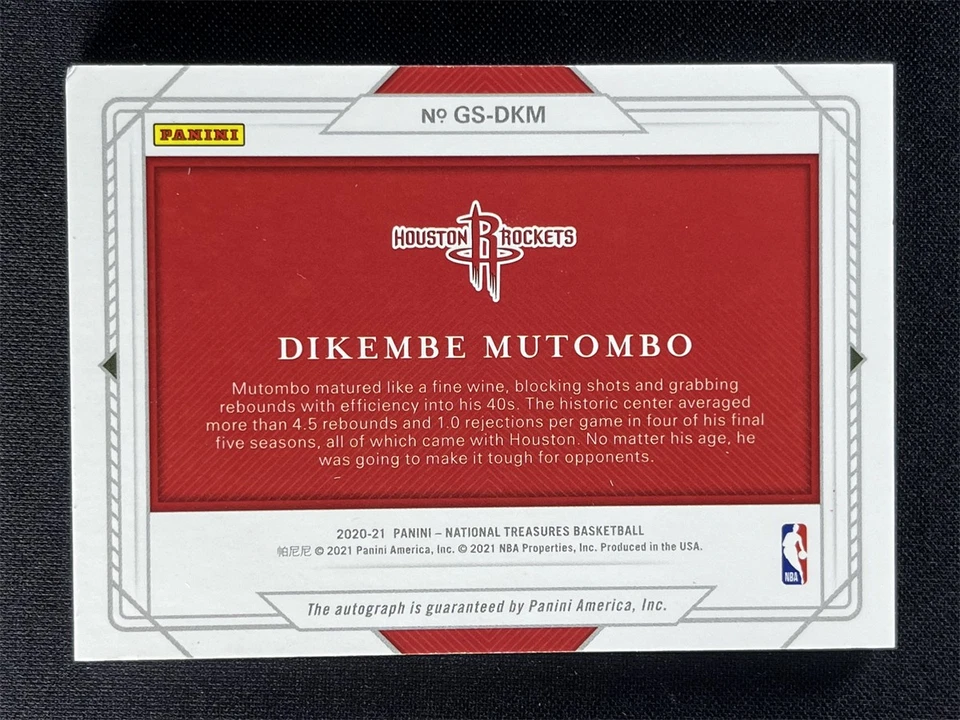 2020-21 Panini National Treasures Dikembe Mutombo NBA Greats Signatures Auto /99 - Image 2 of 2