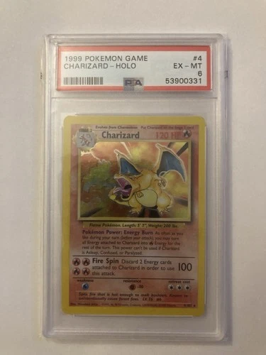 PSA 6 1999 Pokémon Charizard Base Set Unlimited Holo 4/102
