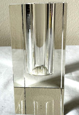 Geometric Modern Square Block Bud Vase Clear 4  , Heavy Glass