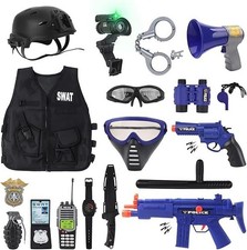 Police Officer Costume for Kids Role Play Set with a Storage Backpack Vest He...