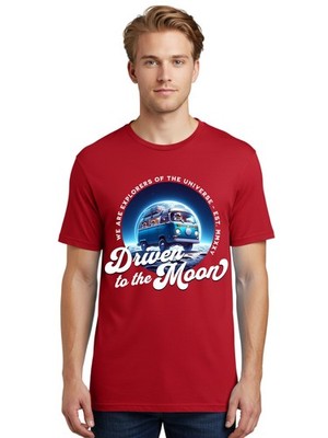 Driven-To-The-Moon Mens Graphic Tee,100% Cotton,Casual Summer Wear