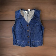 Vtg 80s Wrangler Denim Western Vest Girls Youth L Junior M Made In USA Crop