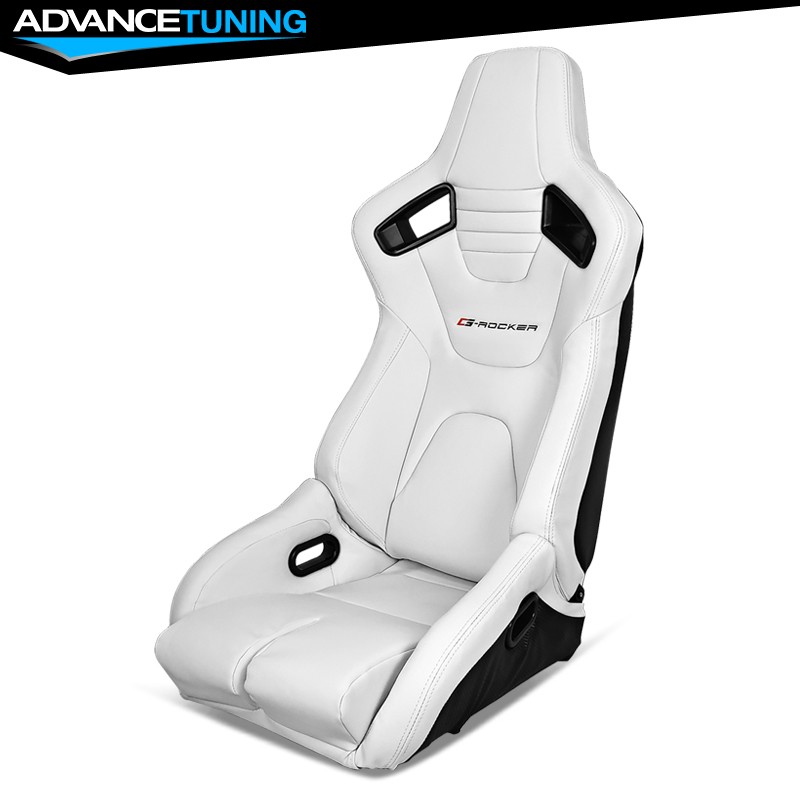 Bucket Racing Seat Reclinable Dual Slider Passenger Right White Leather