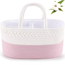 New ABenkle Diaper Caddy Organizer - Cotton Rope Nursery Storage Basket for Baby