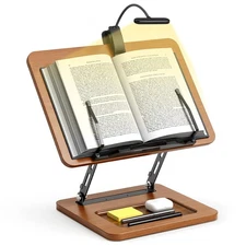 Book Stand for Reading with Light, Book Holders for Reading Hands Free, Adjus...