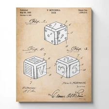 Lucky Wall Art, Patent Dice Canvas Print