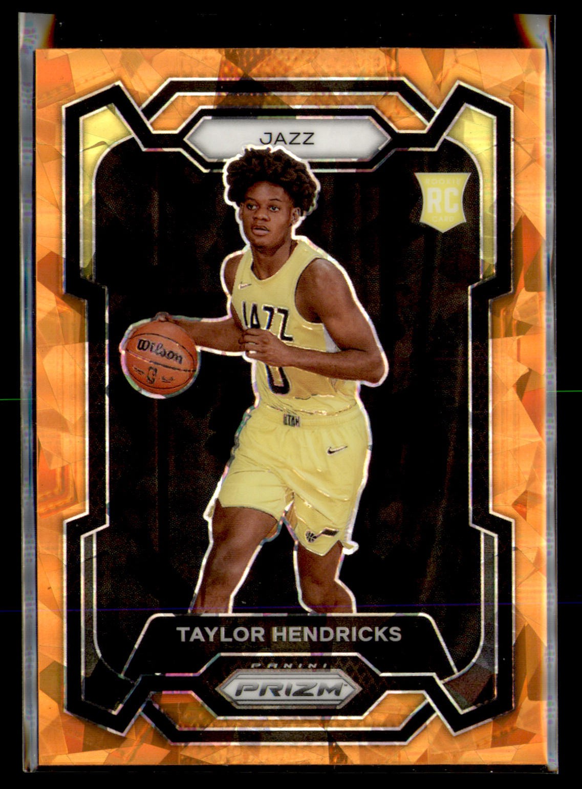 2023-24 Panini Prizm #161 Taylor Hendricks Prizms Orange Ice