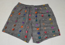 Vintage Mens Shorts Megalos Size 4XL 80s Gray Rainbow Squares Cotton Made USA