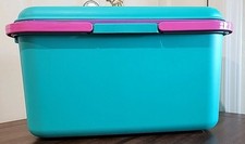 Vtg 90s Eagle 20" Craftstor Sewing Storage Organizer Tote Bin Purple Pink Teal