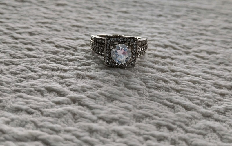 Sterling Silver CZ Halo Wedding Ring Size 7 1/2