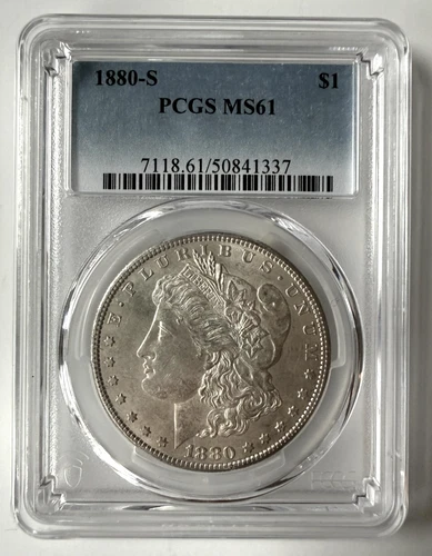 1880-S Morgan Silver Dollar PCGS MS61 Strong Details New Case