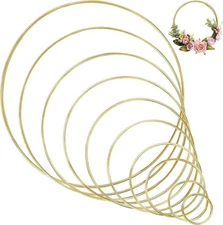Benvo Metal Craft Hoops Dream Catcher Rings Steel Macrame Floral Gold 