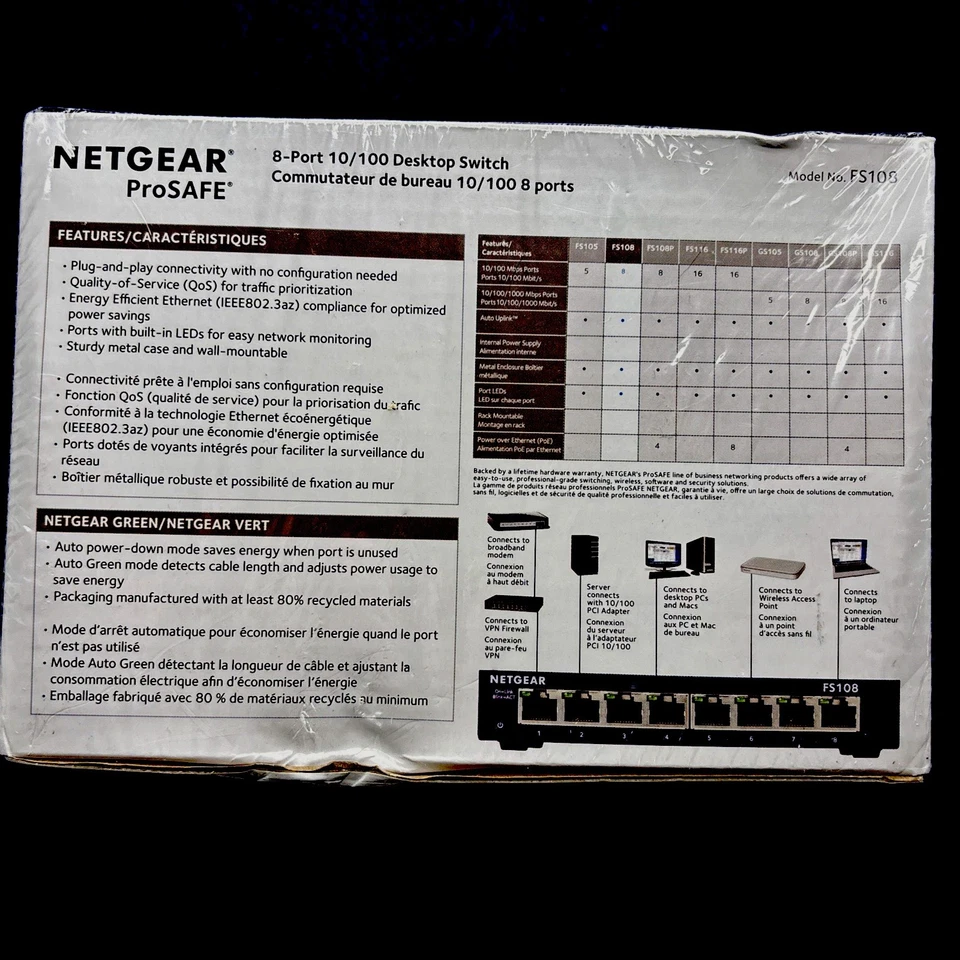 NETGEAR ProSafe (FS108) 8-Ports POE switch - Image 3 of 4