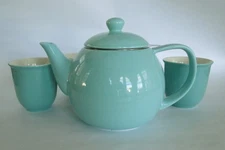 Sweese Turquoise Porcelain Teapot 27oz w/ Infuser for Loose Leaf Tea & 4 Cups