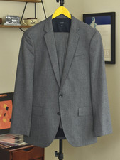 J. Crew Ludlow Vitale Barberis Canonico Flannel Wool Suit 38R Gray Jacket Pants