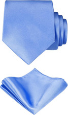 TIE G Solid Satin Woven dyed Color Formal Black Necktie and Pocket Square Sets i