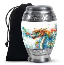 Dragon Urn Funeral Urns - Large With Velvet Bag - Decorative Urns For Ashes