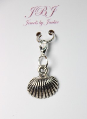 Shell Charm Clip On Lobster Claw Clasp,  Side Slider Charms Ocean Theme