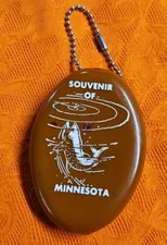 Souvenir Of Minnesota Advertising Squeeze Coin Purse Pike Muskie Fish Lake