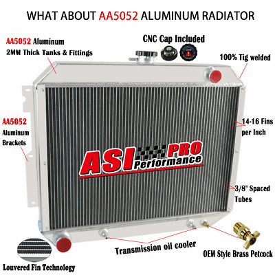 3 Row Aluminum Radiator For 1966-1970 Dodge Polara Monaco Plymouth Fury 7.2L AT