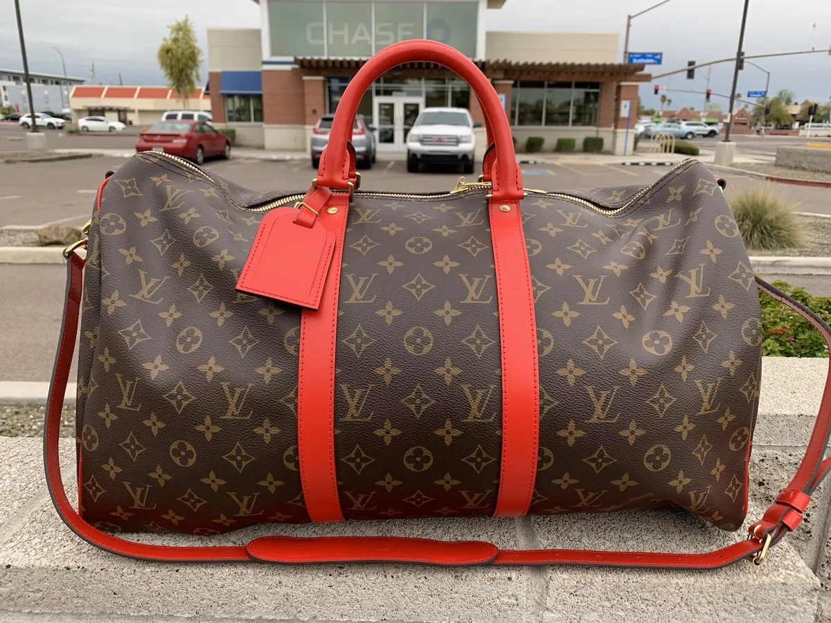 Louis Vuitton Keepall 50 Bandouliere Monogram Red Coquelicot