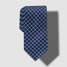  57 Perry Ellis Men's Blue Elmdale Grid Professional Necktie Size 57 x 3.25