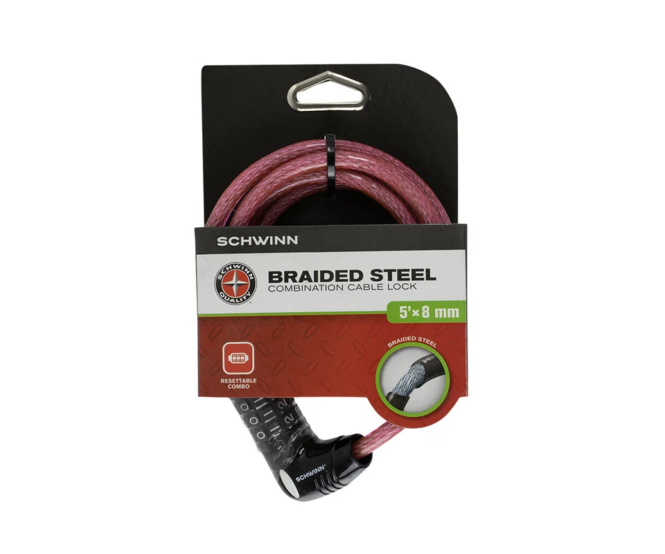 Schwinn Coil Combo Bike Bicycle Lock, Pink, 5-Feet x 8mm - Image 2 of 3