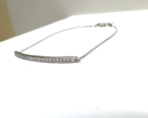 PULSERA BARRA DE DIAMANTE 14K ORO BLANCO 585 0.20 TCW SI1 CLARITY G COLOR - Imagen 3 de 9
