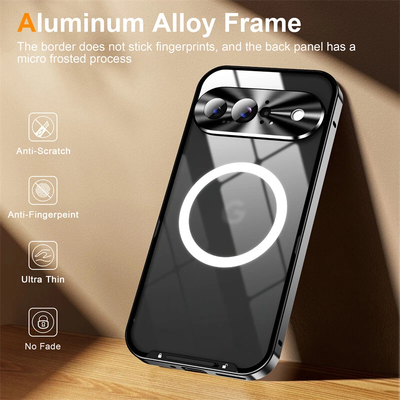 For Google Pixel 9 Pro XL 8 7 8A 7A Aluminum Acrylic Hybrid Case Magnetic Cover - Image 2 of 4