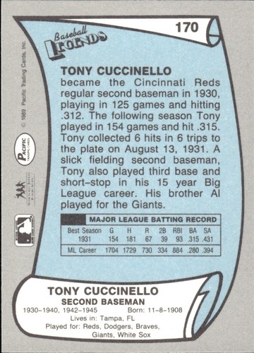 1988 and 1989 Pacific Baseball Legends MLB Set Break #1-#220 — You Choose! - Picture 339 of 441
