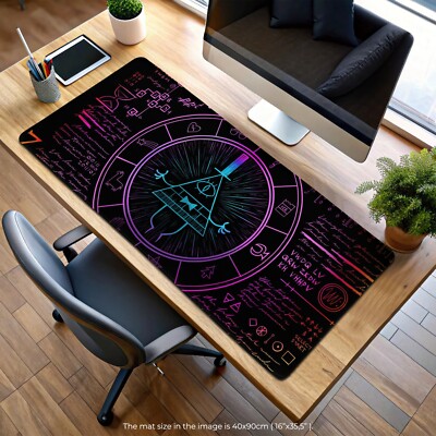 Gravity Falls Bill Cipher Mouse Pad, Gaming Desk Mat with Mystery Wheel Design