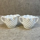Fenton Cream and Sugar Set Vintage 1950s Hobnail White Milk Glass Star-Shaped