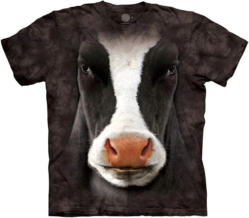 Black Cow Face Farm Holstein Cattle Cows Dairy Milk Bull The Mountain Shirt L-2X