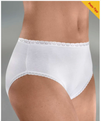 Damen Slips 10er Pack mit Spitze Baumwolle Gr. 40-58 wählbar