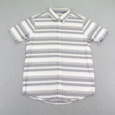 Carhartt Shirt Small White Gray Stripes WIP Work In Progress Orlando Button Up ^