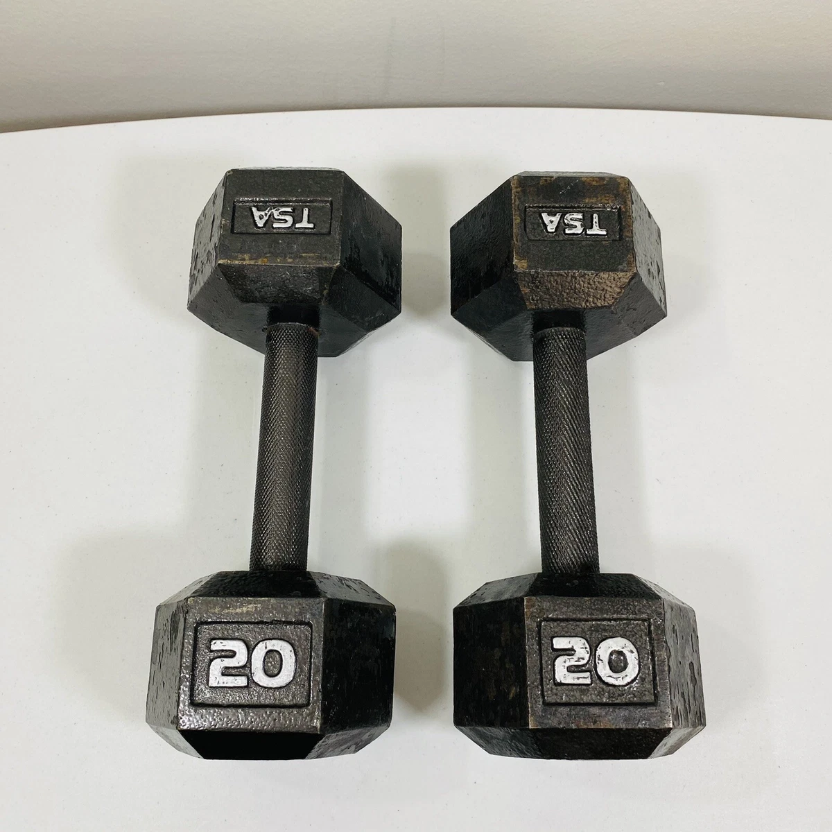 Cast iron hex 2025 dumbbells for sale