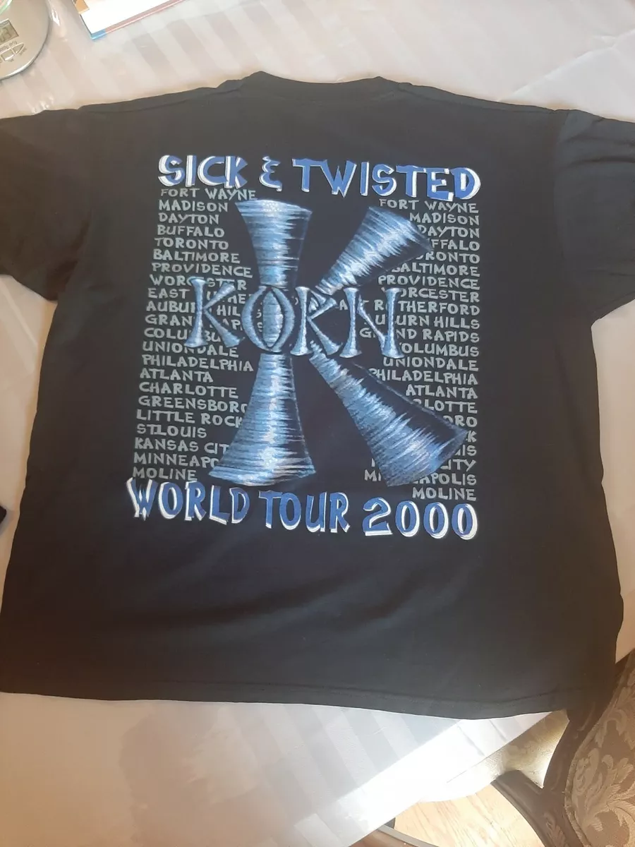 KORN SICK&TWISTED 2000 WORLD TOUR VINTAGE T SHIRT XL