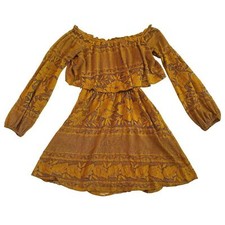 Show Me Your Mumu Bess Off-Shoulder Lace Mini Dress Golden Size Small Women's