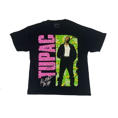 Tupac All Eyes On Me schwarz grün pink Hip Hop T-Shirt Gr. XL
