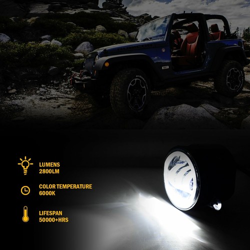 Pair 4"INCH LED Fog Lights Bluetooth RGB Halo DRL For 2007-2017 Jeep Wrangler JK - Picture 6 of 12