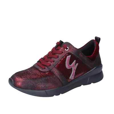 scarpe donna GATTINONI sneakers bordeaux paillettes pelle sintetica BE521 |  eBay