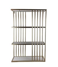 Modern Hollywood Regency Gold Metal Bars Wall Mounted 4 Tier Shelf 19.5 x 30 x 5