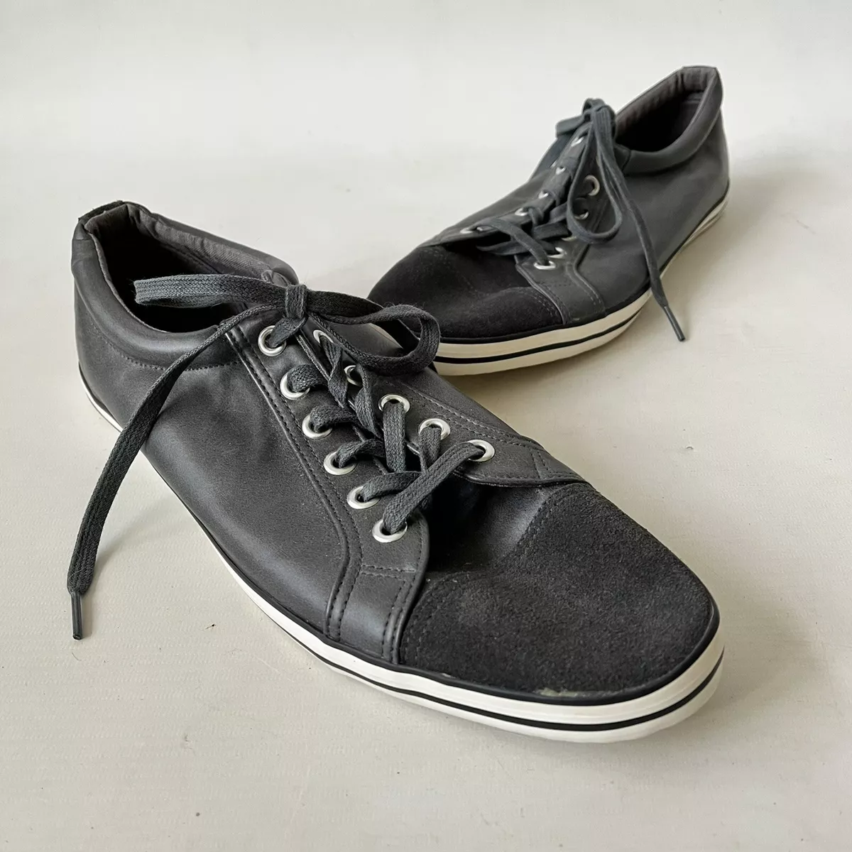 Men s New Look Low Top Trainers Shoes Pumps Grey Faux Leather