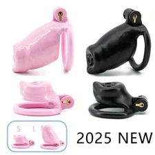 2025 Male Realistic Doggie Chastity Cage Device Men Resin Lock Belt with 4 Rings