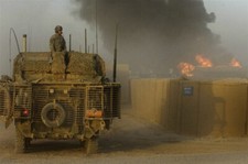 2007 Fire at 12th Cavalry HQ Area Camp Warhorse Iraq 4x6 Original Photo