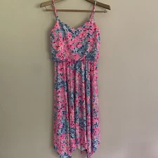 EC Lilly Pulitzer Dominica Spaghetti Strap Dress Handkerchief Hem Small padded