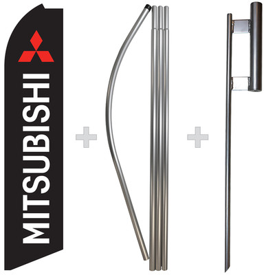 Mitsubishi 15' Tall Swooper Flag & Pole Kit Feather Super Bow Banner