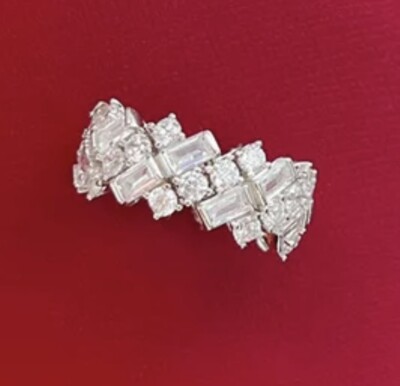 Anlaufgeschützter Edelstahl Diamant Ring, Größe 5, kommt mit Box, Beutel, Tasche